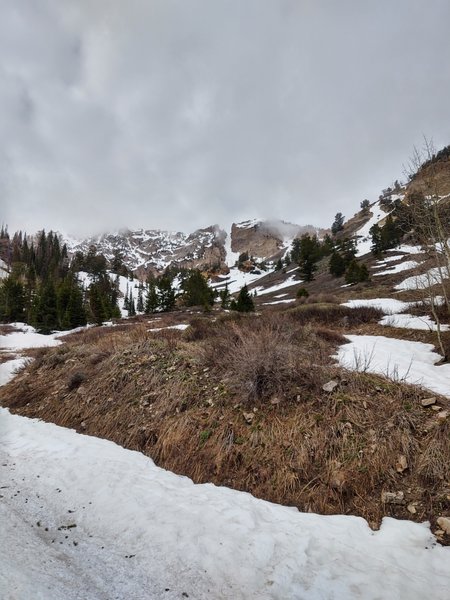 The first couloir you see on the approach is Temple Couloir.