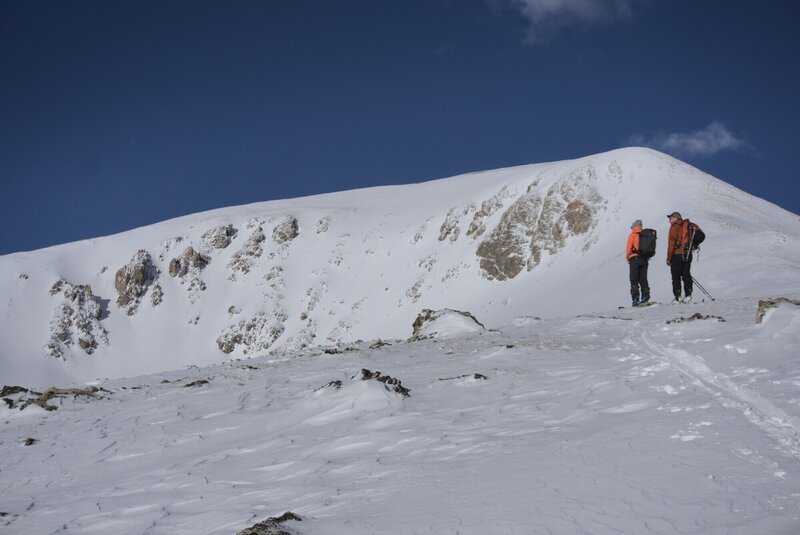 A view of the chutes. The easiest options are far left or dead center.