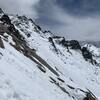 Looking at nearly the full run of the Trough Couloir in late spring conditions.