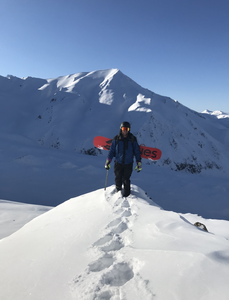 The Pease climbing a ridge