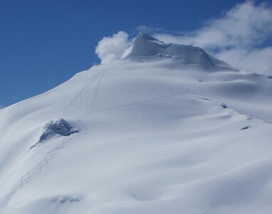 Lines down from mons peak.
