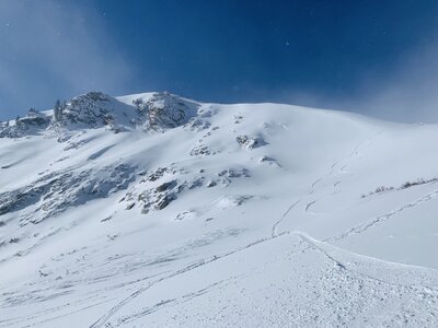 Pow turns on the bottom half of the glacier run.