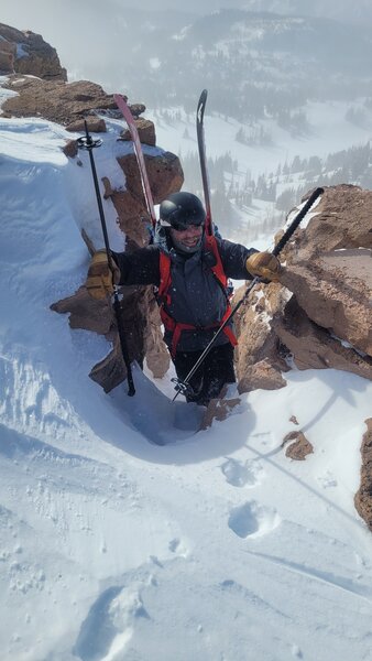 Topping out through the squeeze at the summit