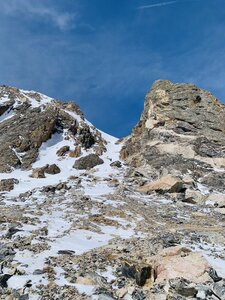 Booting the couloir in February.