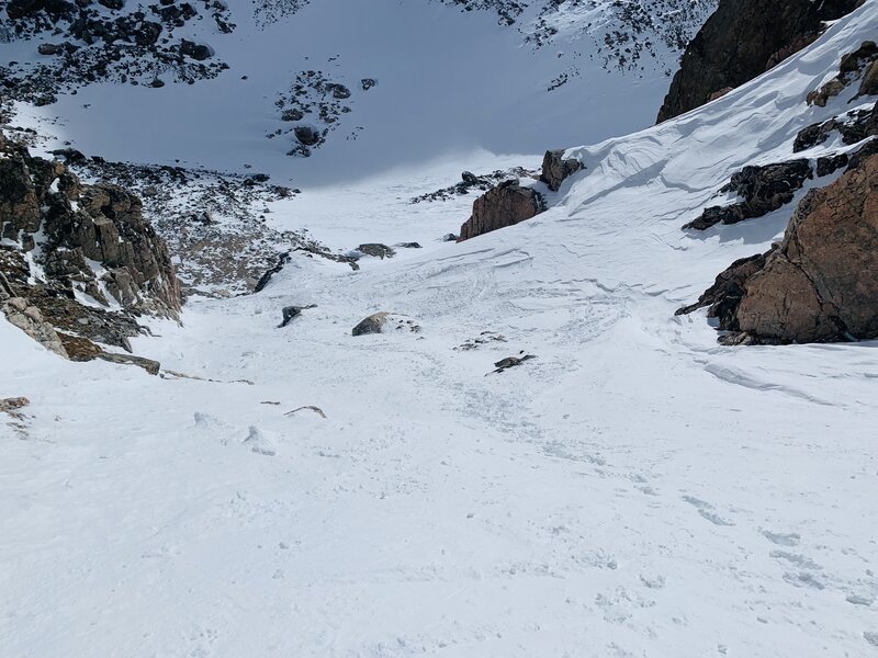 Looking down the couloir.