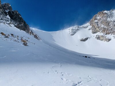Ptarmigan Glacier, in all it's glory, mid-February .. steepness goes easier-to-harder left-to-right (though snow conditions may drive your line more than slope angle).