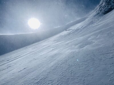 Halfway down the Glacier, making money turns.