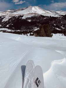 Looking down from the concrete pillar that used to be the top of the ski lift - 1,000' to the bottom.