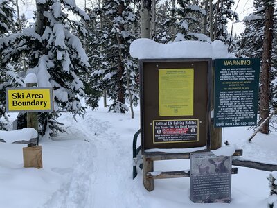 Access gate at the summit of Buttermilk leading to the Buttermilk Ridge skintrack.