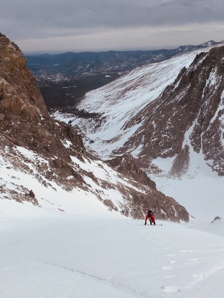 climbing the upper portion of the couloir - it's steeper up top.