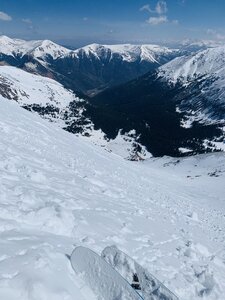 looking down from the top of the Drainpipe Couloir