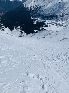 looking down the Drainpipe Couloir