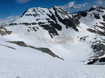 looking at Conundrum Couloir from near the top of Castle's North Face Couloir