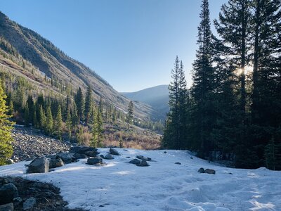 looking back about halfway up the 4WD road in late spring
