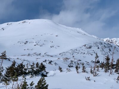 Frosty's and N Arapaho Lakes lines on descent.