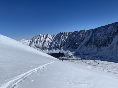 Skinning up the South Slopes of Kelso Mountain.