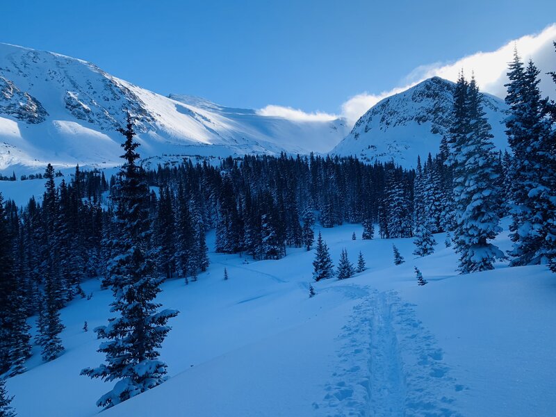 Looking back at the entire NF line of James from near Rodgers Pass Lake.