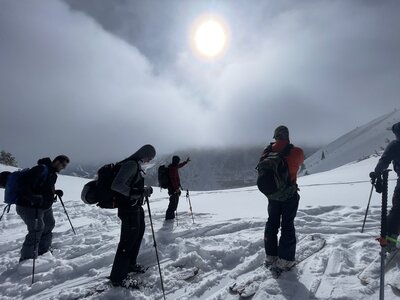 View to East Peak clouded in at the saddle.