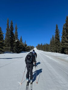 On the first part of the road to the rest of the skin track.