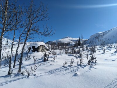 Glacial erratic mid-route and upper slopes on "Three Ptarmigan in a Trench Coat".