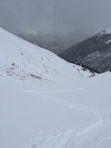 With soft snow, you can set a skin track all the way up.