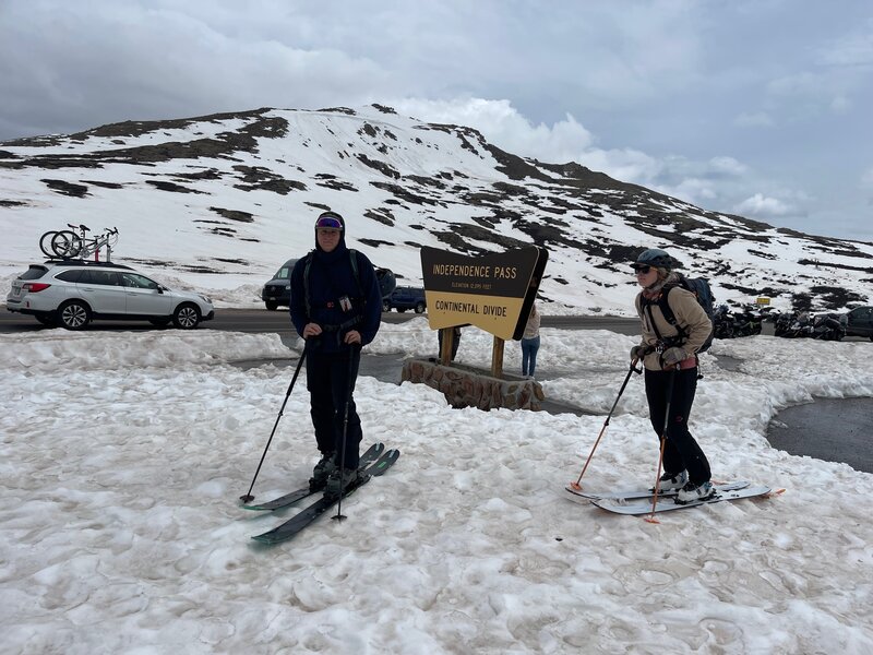 Enjoying turns off the pass!