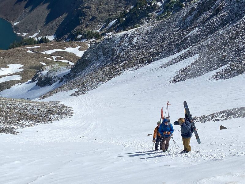 Bootpacking the last push to the summit of the bowl.