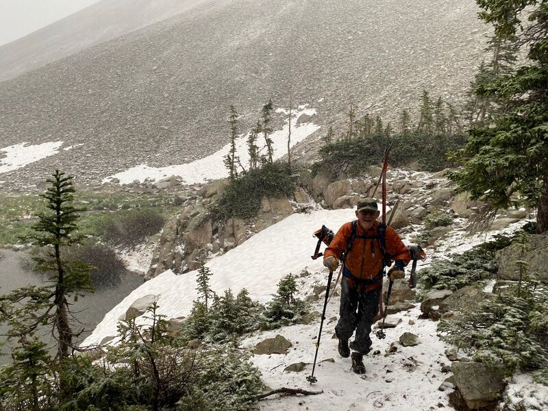 Hiking the backside of the lake, right before the main ascent to the saddle.