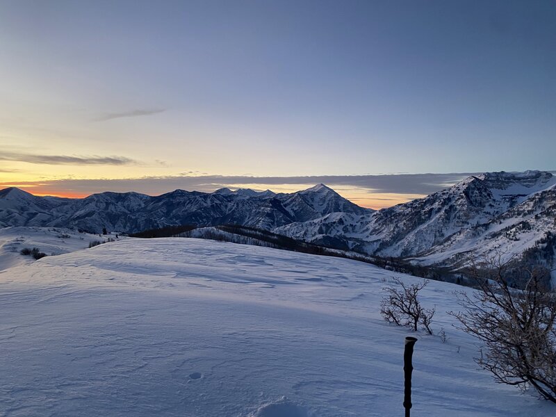 Sunrise view looking south from North Fork Provo Ridge.