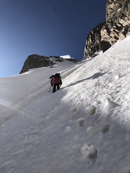 1/3 of the way up Lambs Slide Couloir (6/10/23)