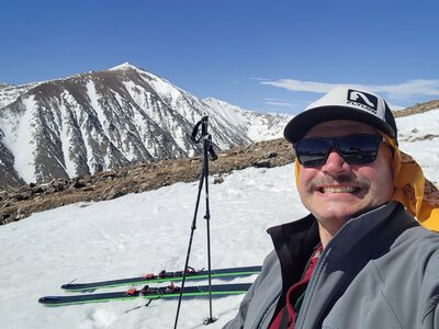 Mark waiting for the snow to get just right... at 12,800 feet.