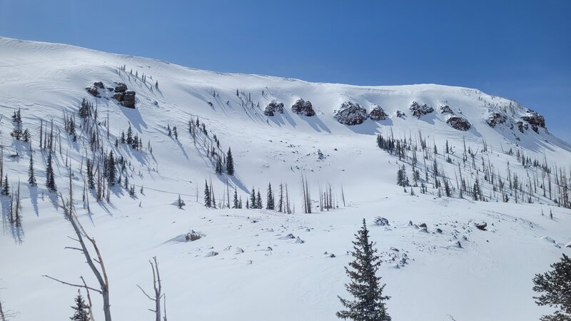 Brian Head Peak Chutes from below on a deep snow year.