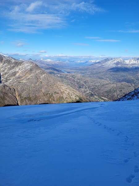 Crevasse from earlier in the season to the west of the ridge (was completely invisible when we skied it just a month later).