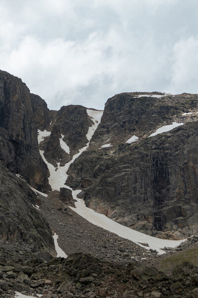 view of the couloir from inside the cirque